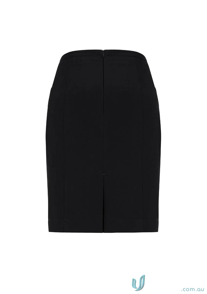 Women’s Siena black pleat straight skirt with back slit and knife pleats