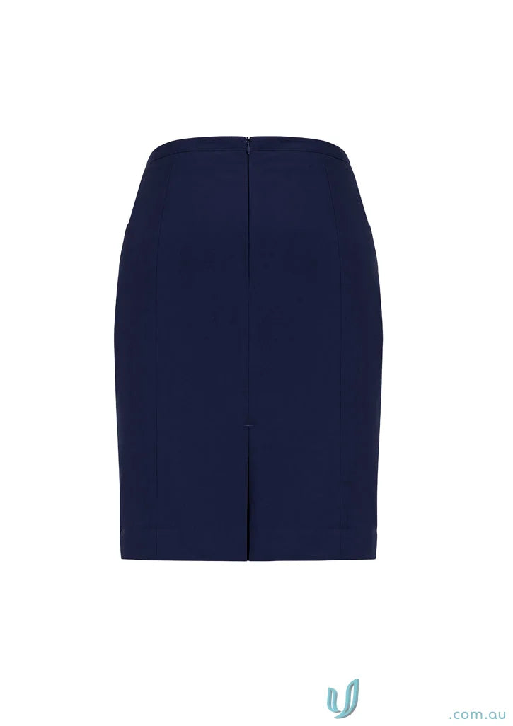 Navy blue women’s Siena pleat straight skirt with knife pleats for a chic look