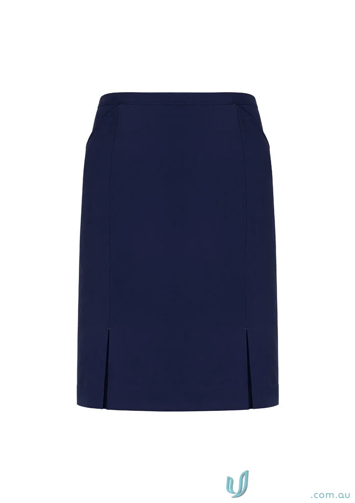 Navy blue women’s Siena knife pleats straight skirt display with front pleats