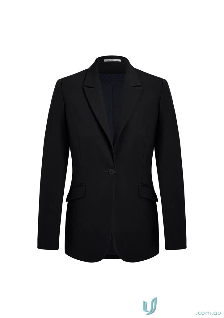 Black single-button blazer from the Siena Longline Jacket, perfect for women’s Siena style