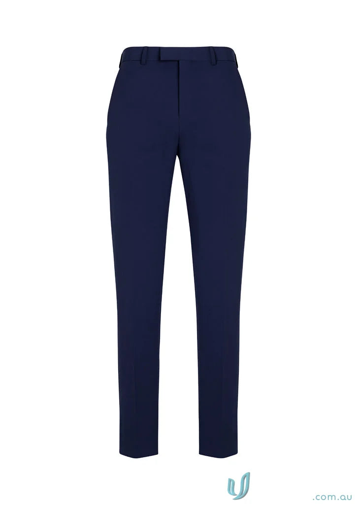 Navy blue men’s Siena slimline flat front pant with 4cm hem allowance for a slim fit