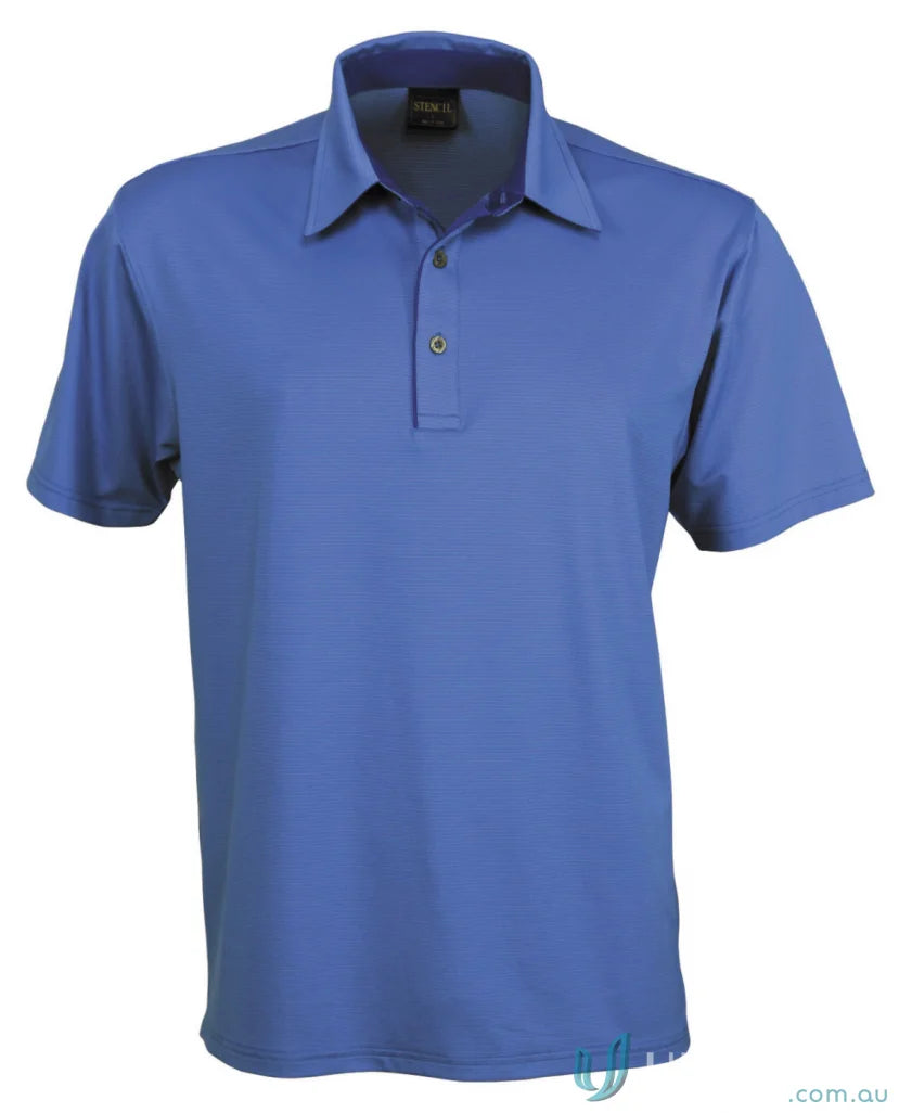 Blue men’s short sleeve polo shirt from SilverTech Polo with modern fit for medical uniforms