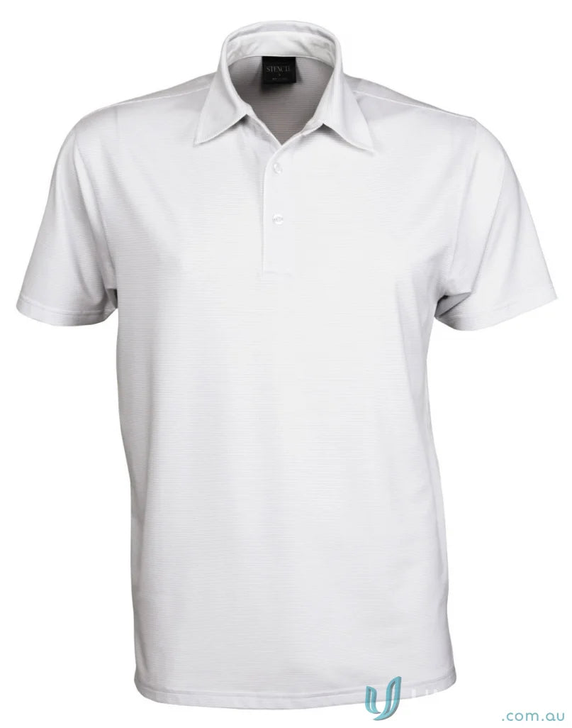 White men’s short sleeve polo shirt from SilverTech Polo, perfect for medical uniforms