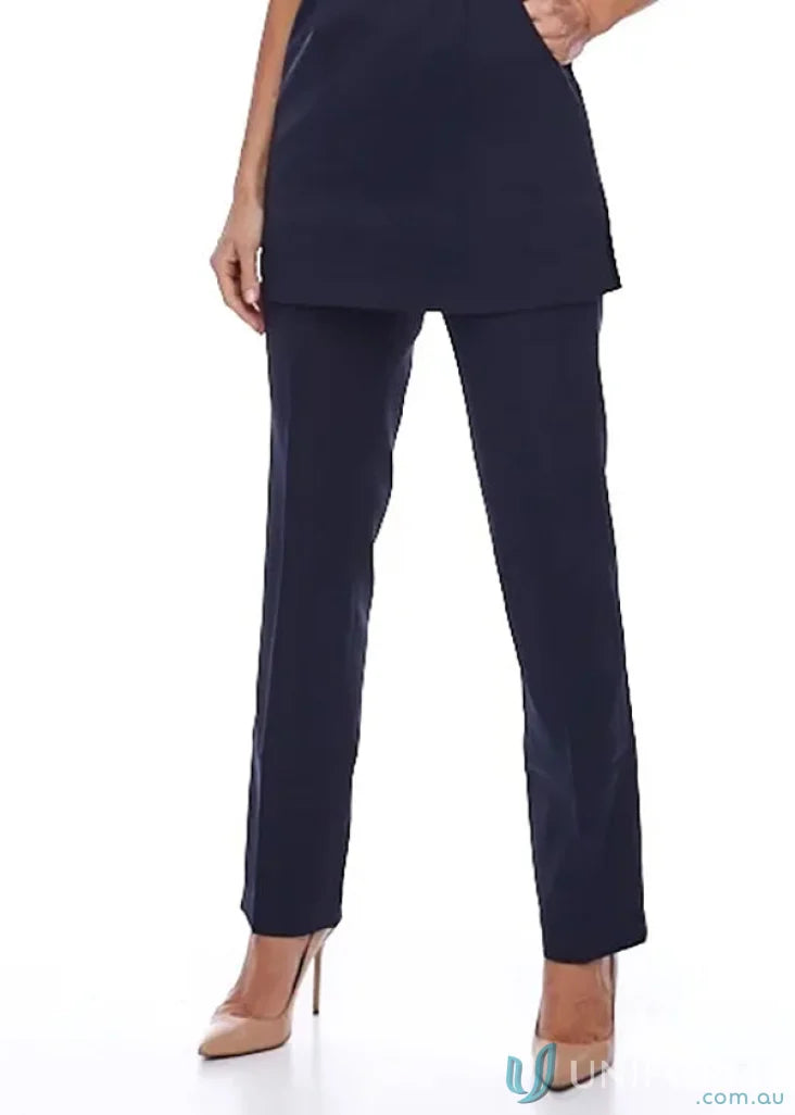 Navy blue slim leg beauty dress pants with nude heels perfect for leg beauty