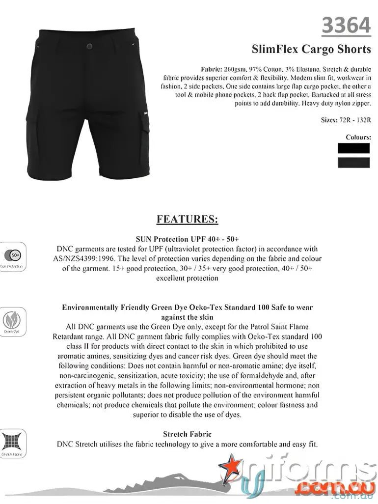 Black SlimFlex Cargo Shorts with technical features perfect for outdoor adventures