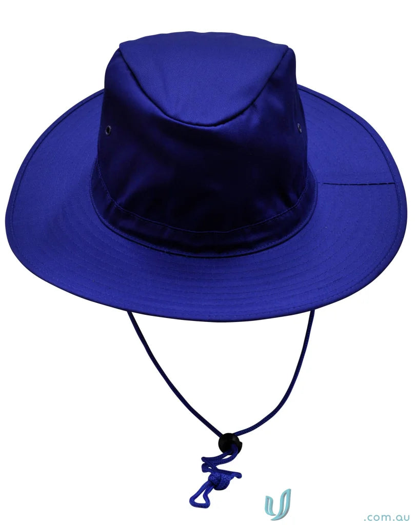 Blue h1026 slouch sun hat with chin strap for great sun protection and winning spirit slouch style