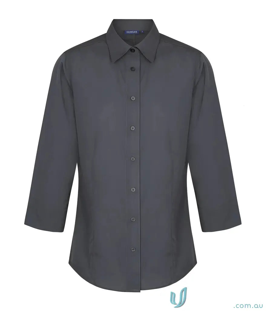 Dark gray Smith End On End 3Q Shirt for uniforms and workwear, easy iron style