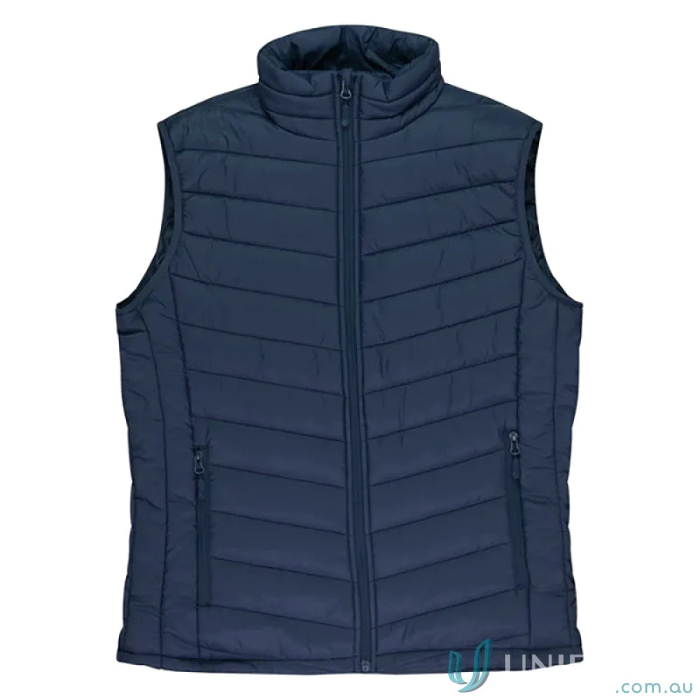 Navy blue quilted vest from Snowy Mens Vests, perfect padded nylon jacket for winter