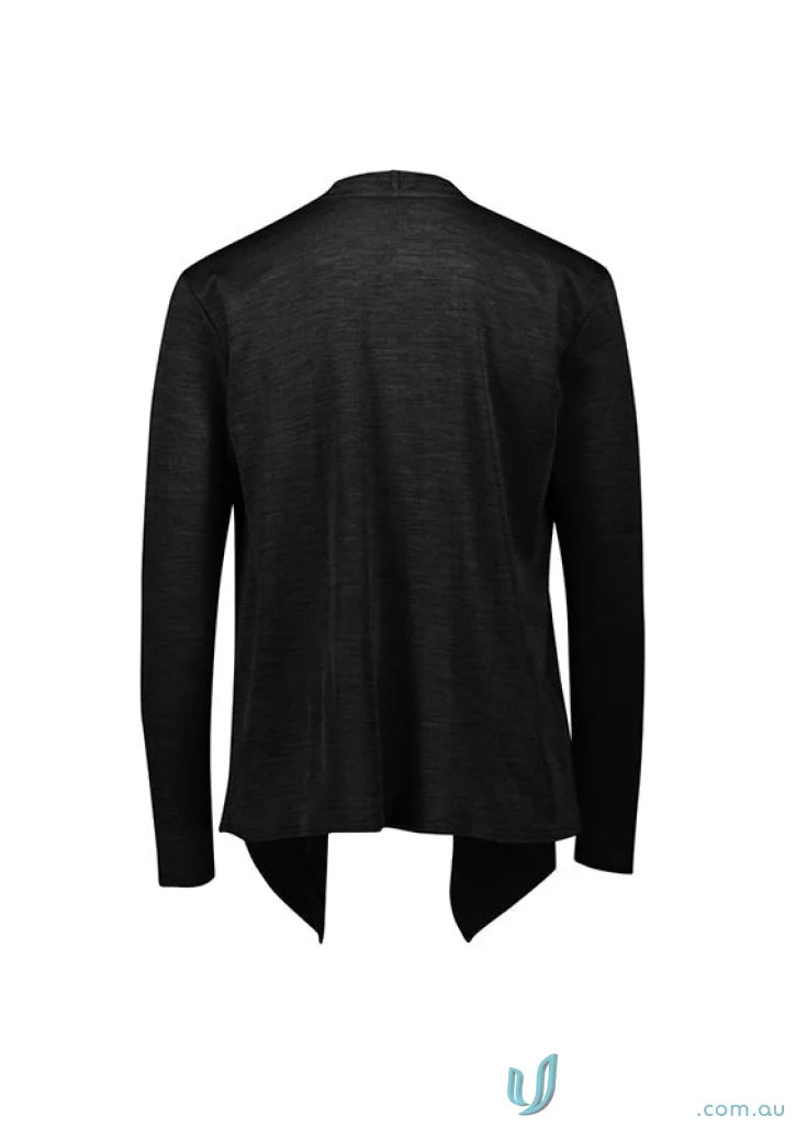 Black open-front Sofia Waterfall Cardigan with rlc267l style for a cozy look