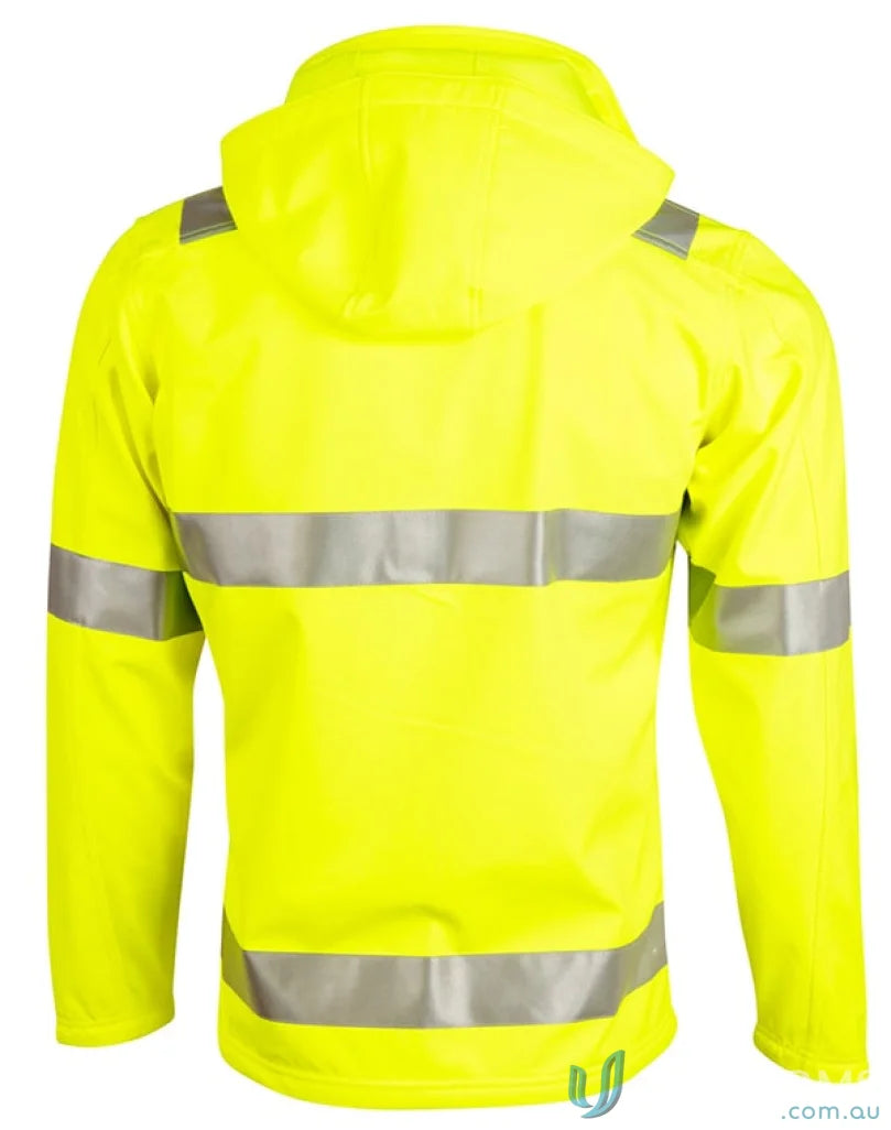 Yellow high-visibility SoftShell Heavy Duty Safety Jacket with reflective stripes for duty safety