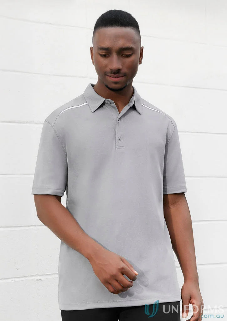 Gray short-sleeved Sonar Polo from collection Sonar Polo with reliable uniforms and bizcool contrast panels
