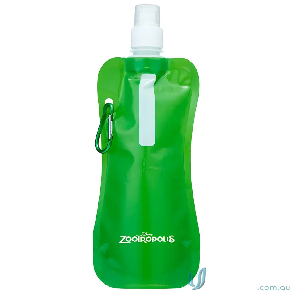 Green 500ml collapsible water pouch with carabiner clip from Sorento for easy carrying