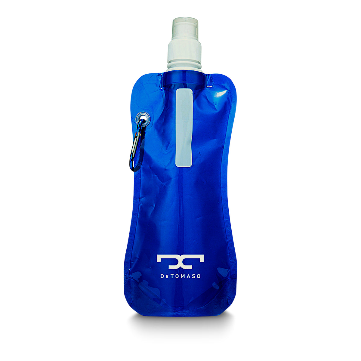 Sorento 500ml water pouch with blue translucent BPA-free design and carabiner