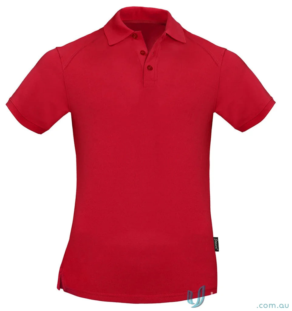 Red short-sleeved Sorona SS Polo shirt perfect for cool dry workwear uniforms