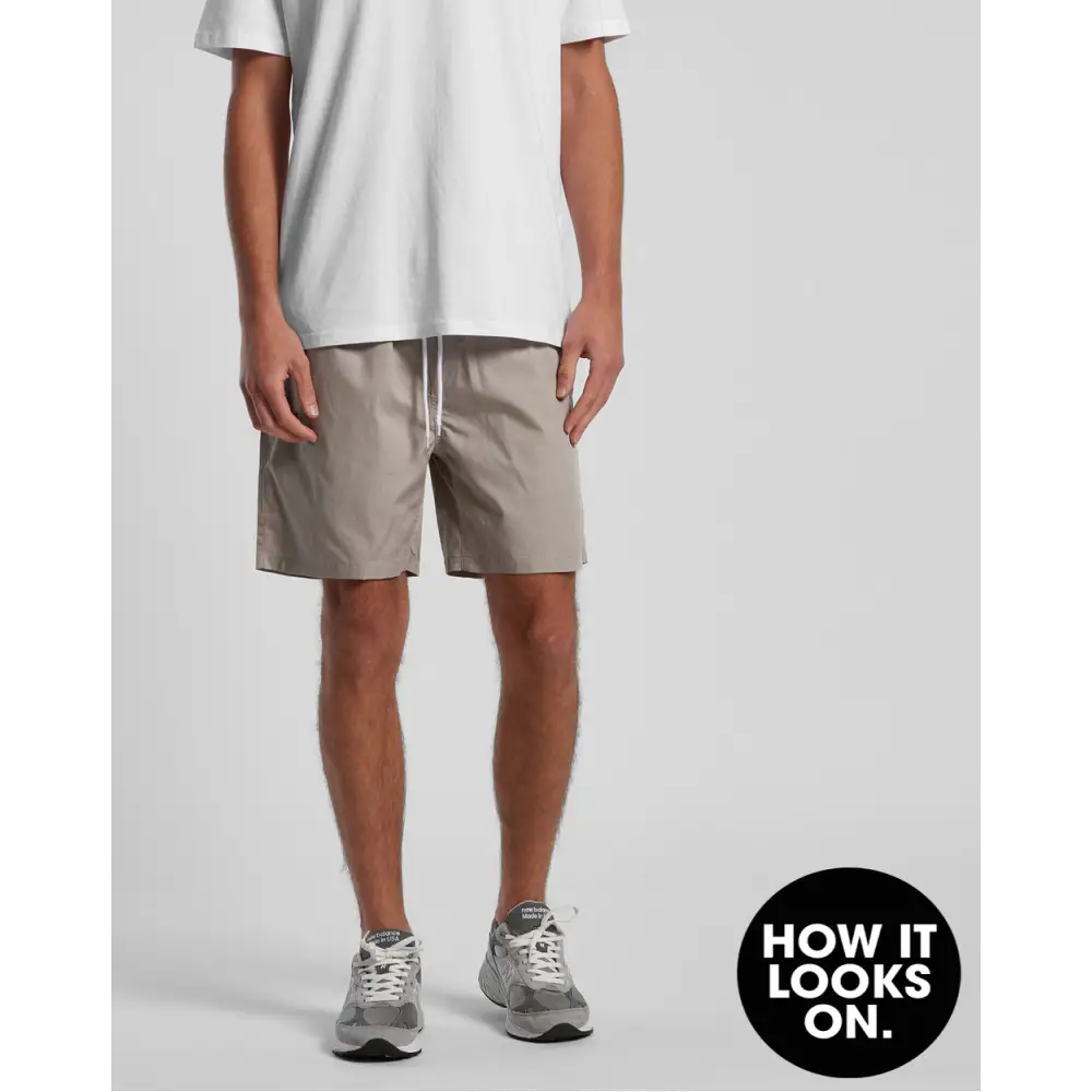 Sorrento Beach Shorts: beige cotton with drawstring and elastic hem