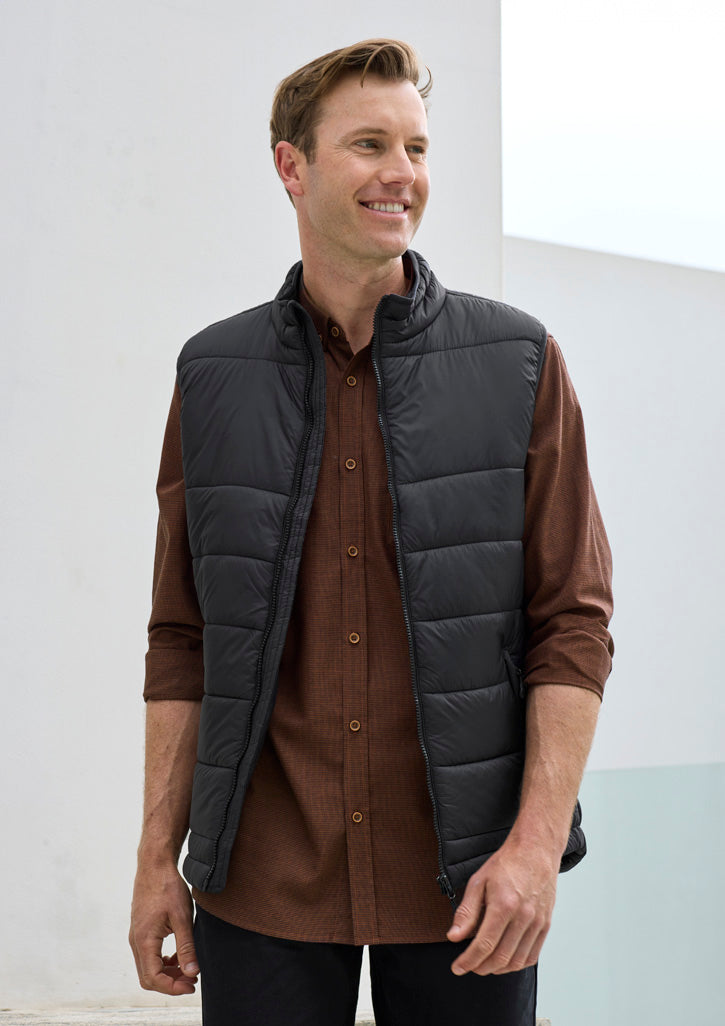 Black quilted puffer vest on Soul LS Shirt from collection soul shirt