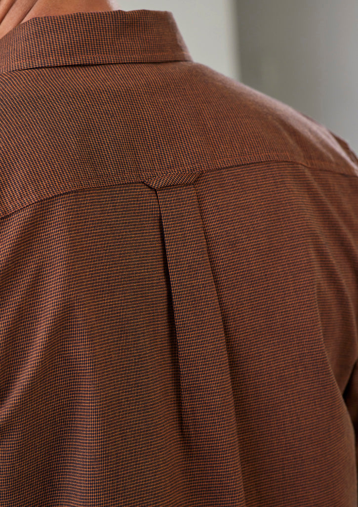 Soul LS Shirt brown button-down with herringbone weave