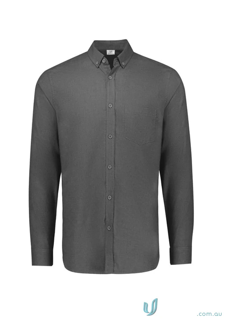 Gray long-sleeved button-down shirt from the Soul LS Shirt collection, stylish long sleeve shirt