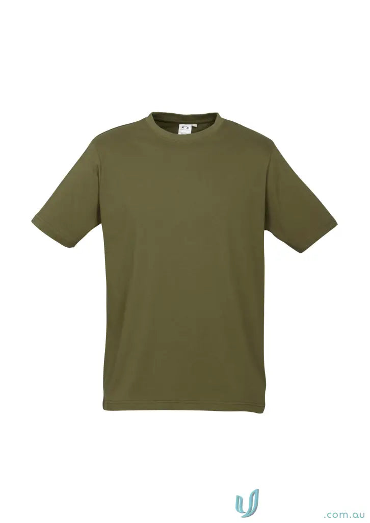 Southport Tee in olive green with twin needle sleeve, perfect for biz collection men’s ice short sleeve style