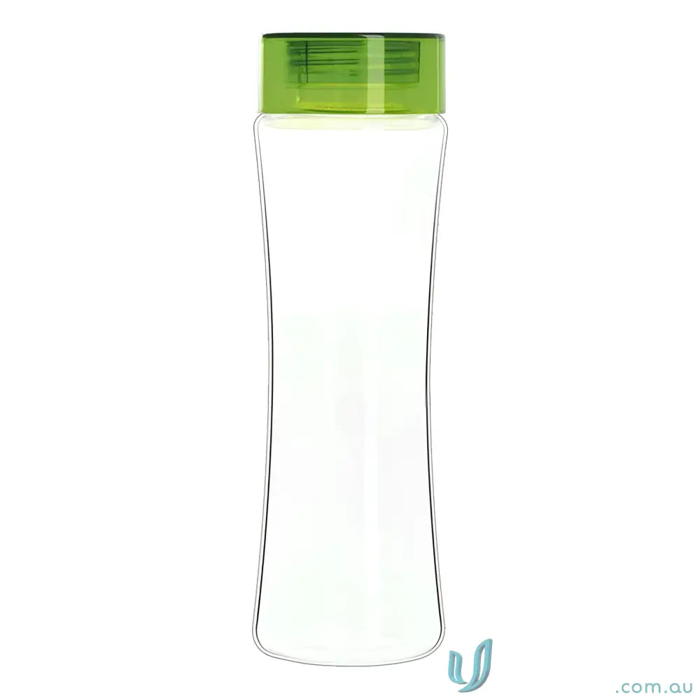 Clear tritan water bottle with green lid for durable hydration and BPA-free use