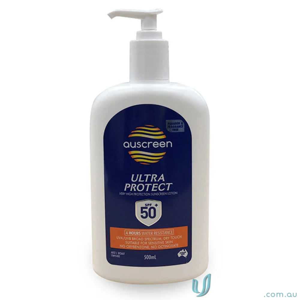 White sunscreen lotion bottle of SPF 50+ high protection for uniforms skin