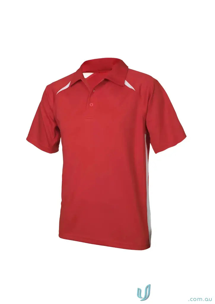 Red splice polo shirt with white accents from Biz Collection Splice or Collection Splice Polo