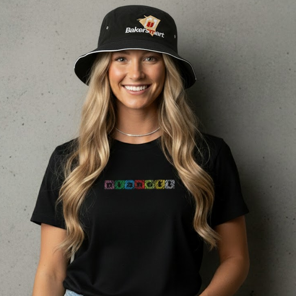 Black Sporties Twill Bucket Hat with bakersart logo