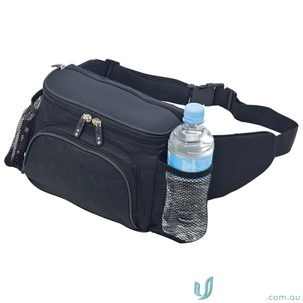 Black Sportlite Hiking Waist Bag with adjustable waist strap and a water bottle holder