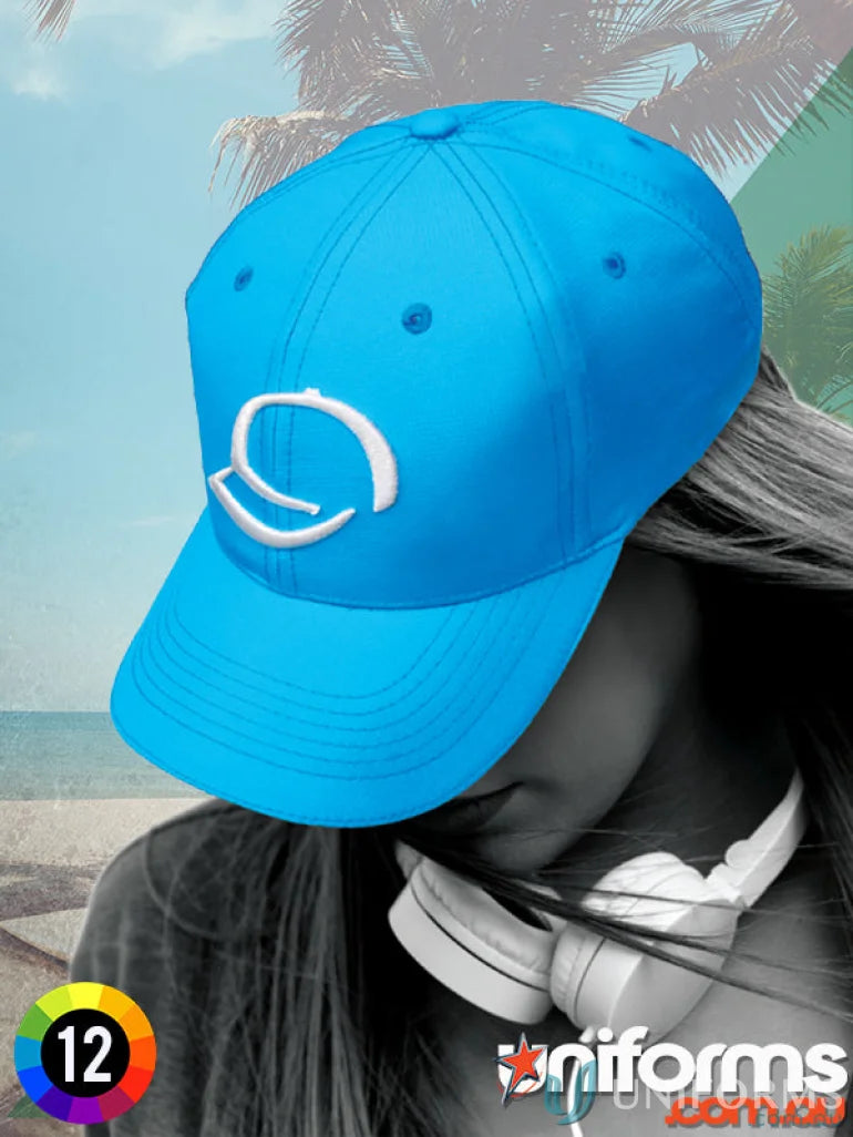 Blue Sports Ripstop Cap with white logo, high stock range, wide centimeter fit