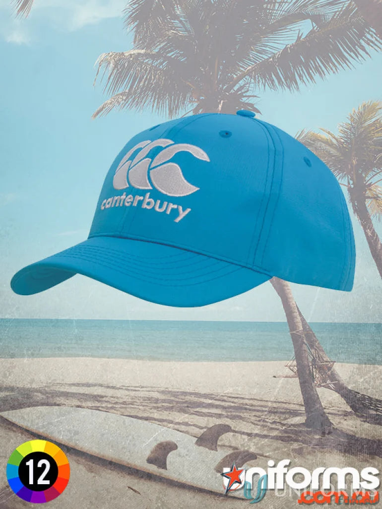 Blue Canterbury baseball cap from the Sports Ripstop Cap range with wide fit and days imprint