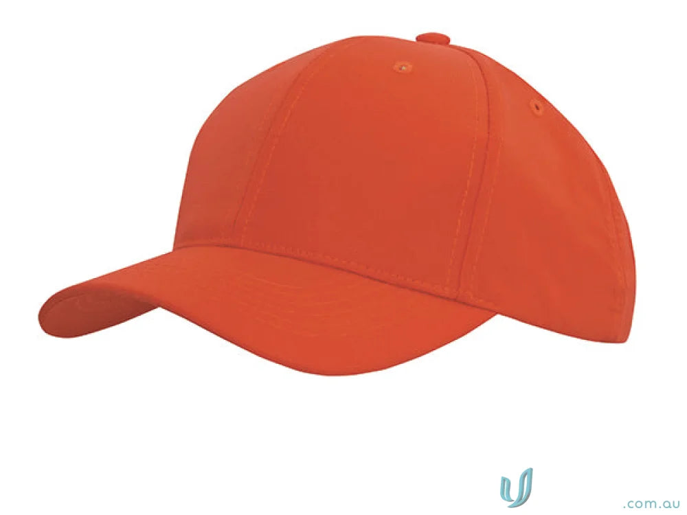 Orange baseball cap from Sports Ripstop Cap with wide fit and long days imprint