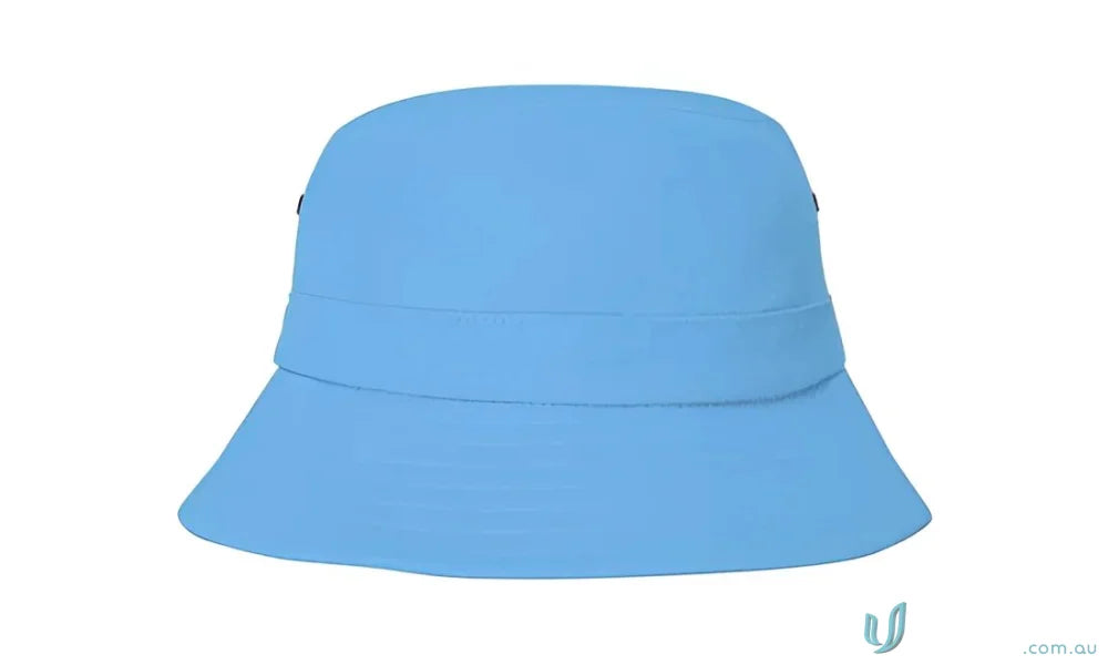 Light blue bucket hat for infants from Sports Twill, perfect for uniforms or workwear FAQs link