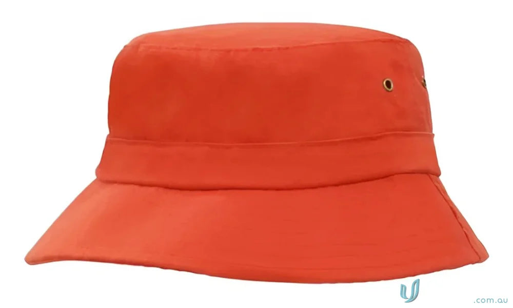 Orange bucket hat from Sports Twill Infants Collection, perfect for uniforms or workwear