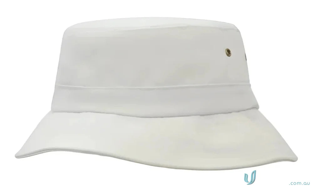 White bucket hat from Sports Twill Infants collection, perfect for casual workwear or uniforms