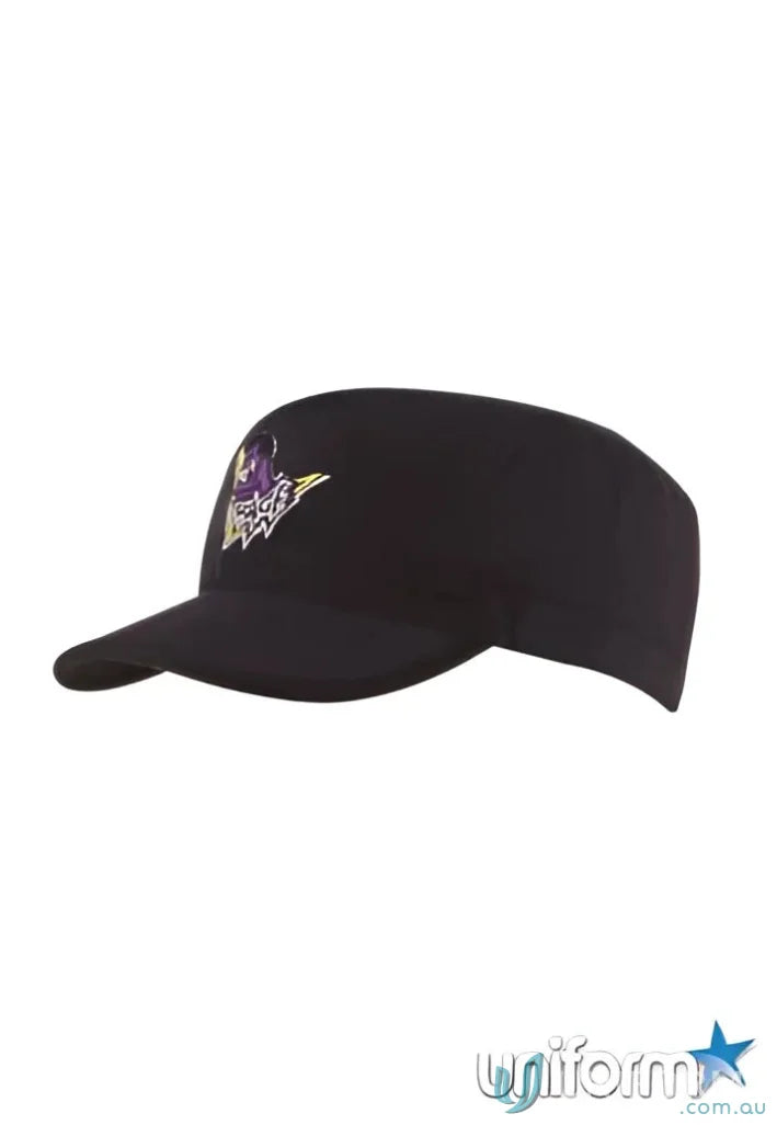 Black visor with purple logo on Sports Twill Military Cap, perfect workwear or uniforms