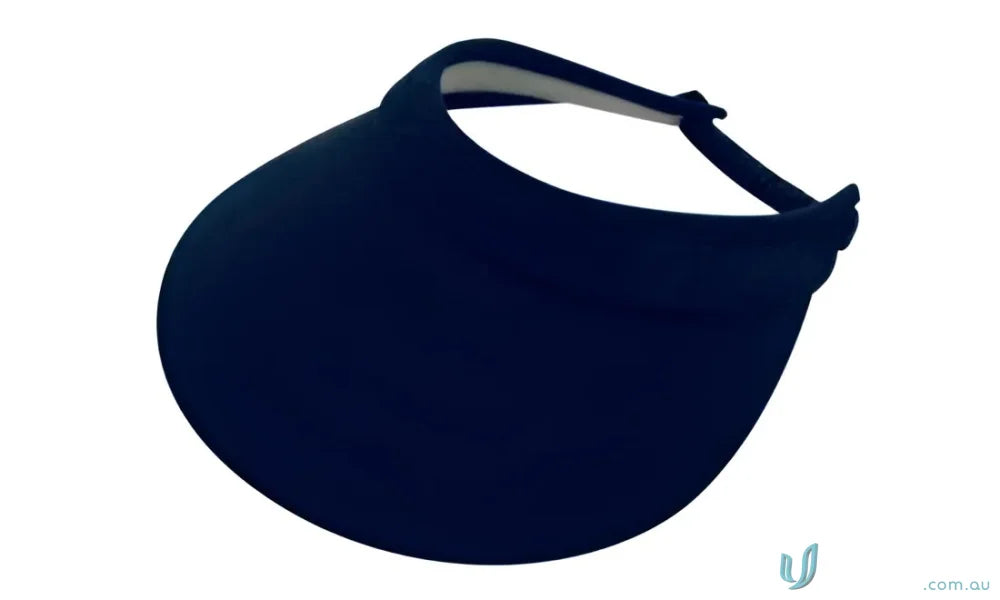 Navy blue sun visor with elastic fastener, perfect for uniforms and workwear
