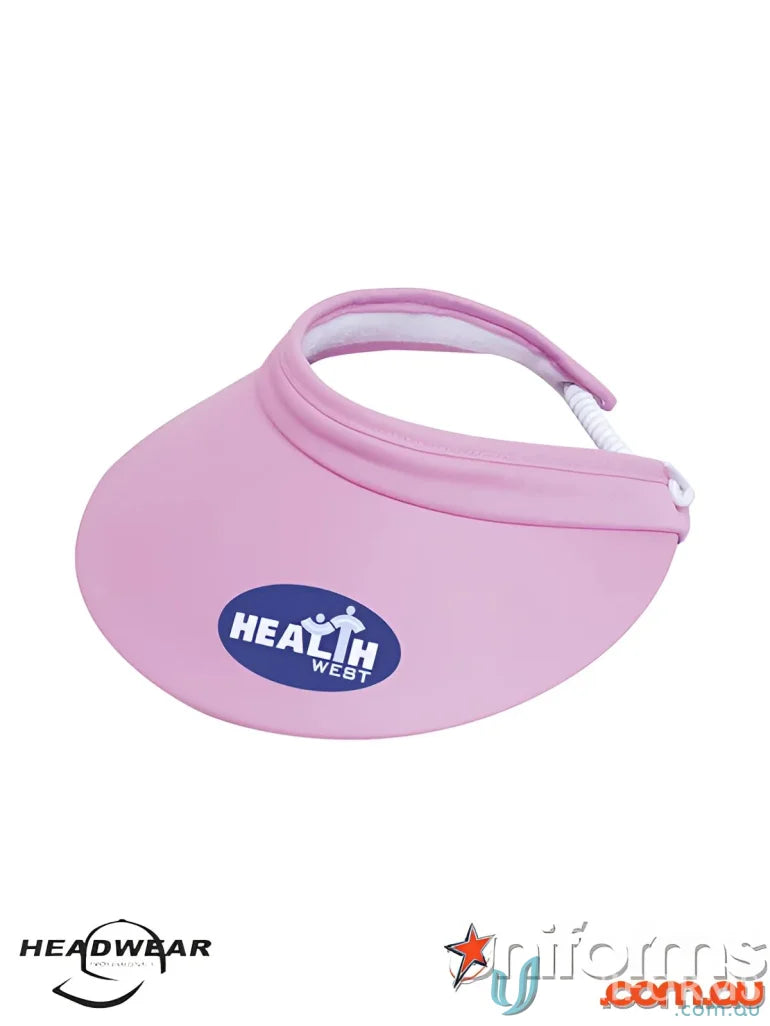 Pink sun visor with elastic fastener from Sports Twill, perfect for uniforms and workwear
