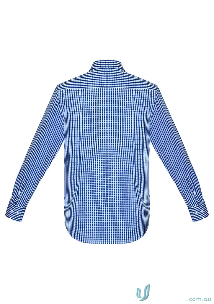 Springfield LS Shirt in blue white checkered pattern, perfect for warmer climates, easy-care fabric