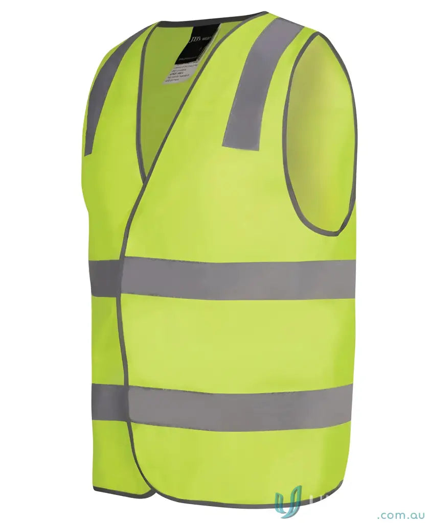 Bright yellow printed staff vest with reflective stripes for safety printed D+N use