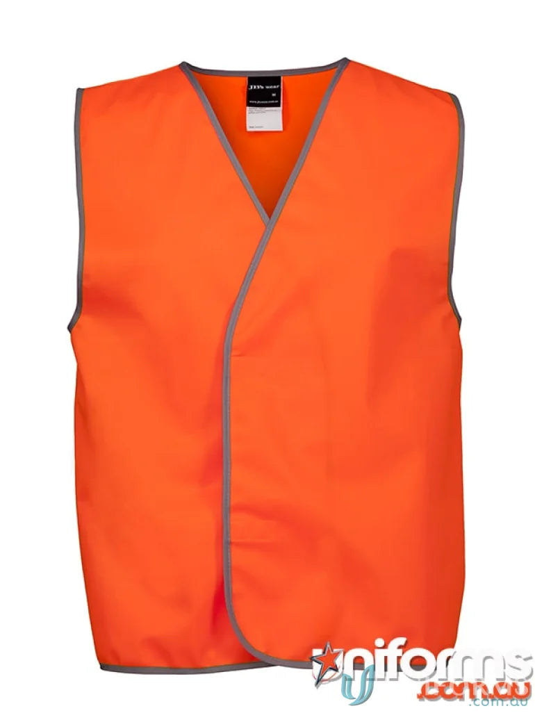 Orange safety vest with gray trim, staff printed, extra large, meets Australian standards
