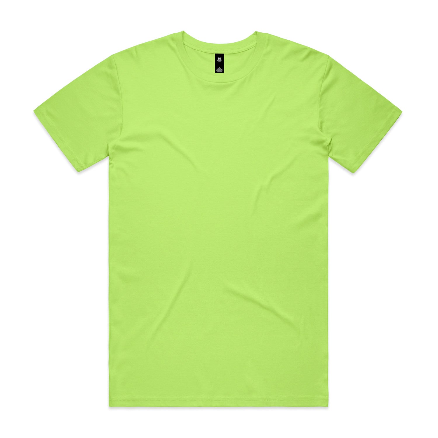 Lime green t-shirt with short sleeves and crew neck.