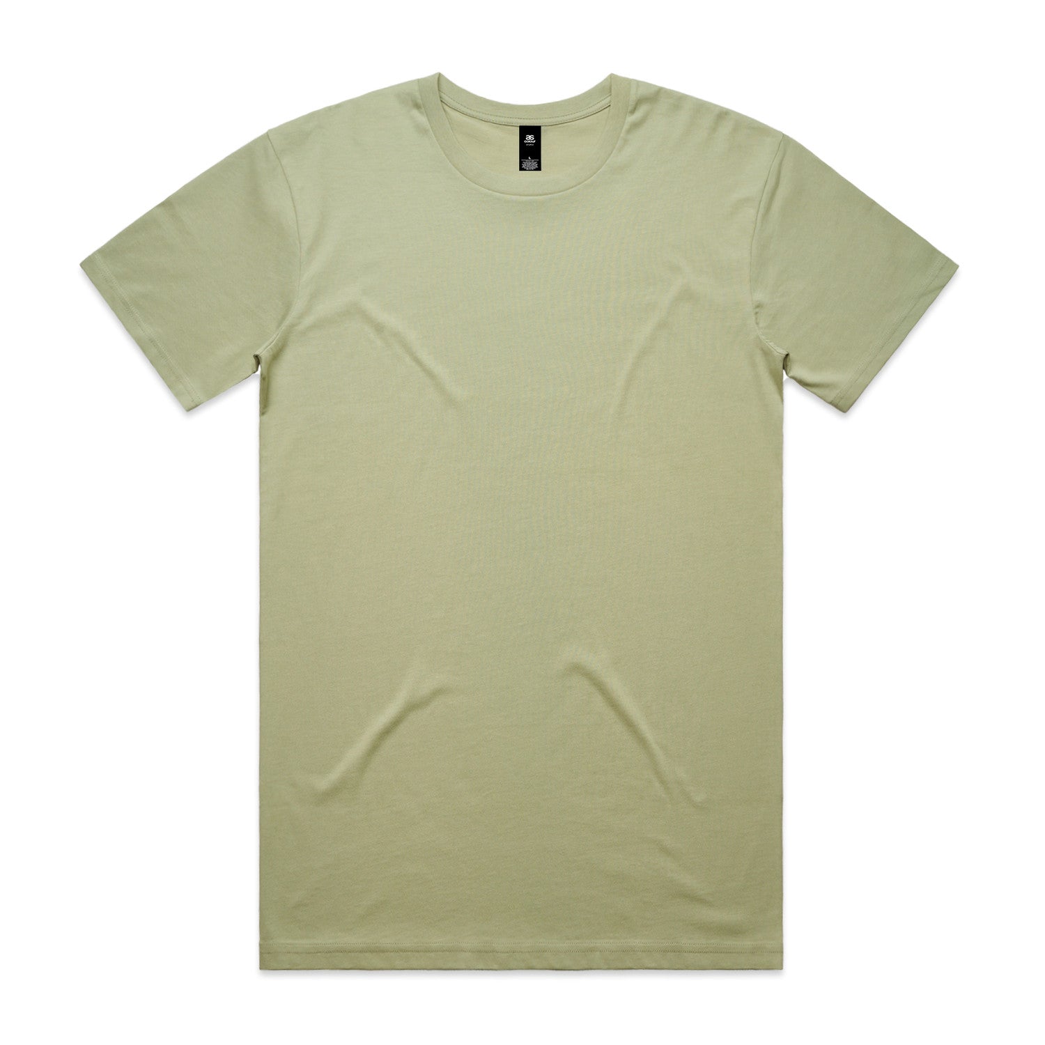 Olive green crew neck t-shirt with short sleeves and a simple design.