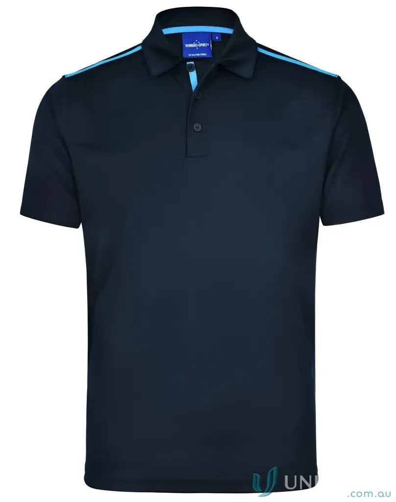 Navy blue ps83 Staten Polo shirt with light blue accents from Rapid Cool Contrast collection