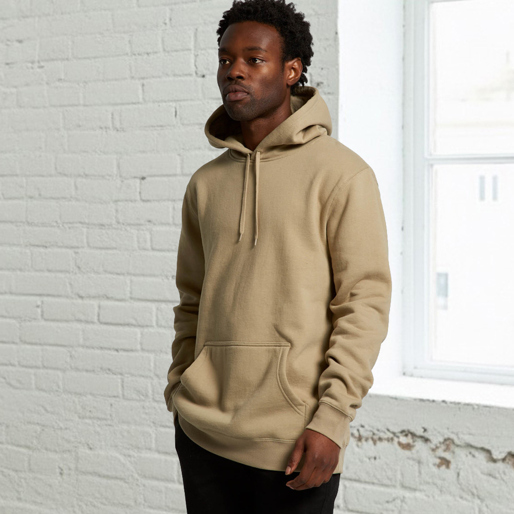 AS Stencil Hoodie beige hooded sweatshirt with stencil hood and front pocket