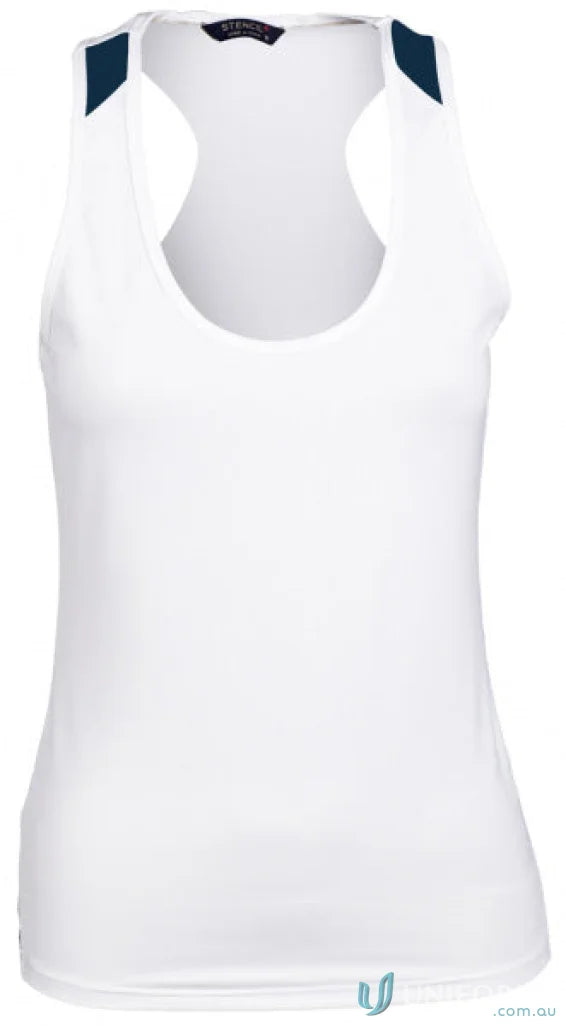 White racerback tank top from Stencil Ladies Team Singlet for ladies’ team uniforms