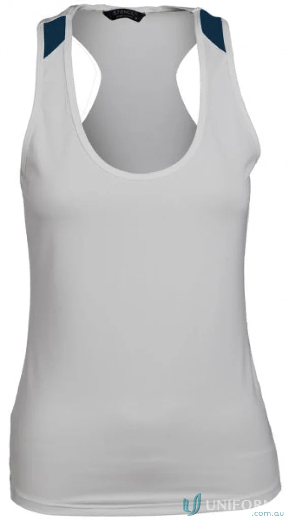 White racerback tank top from the Stencil Ladies Team Singlet for team uniforms