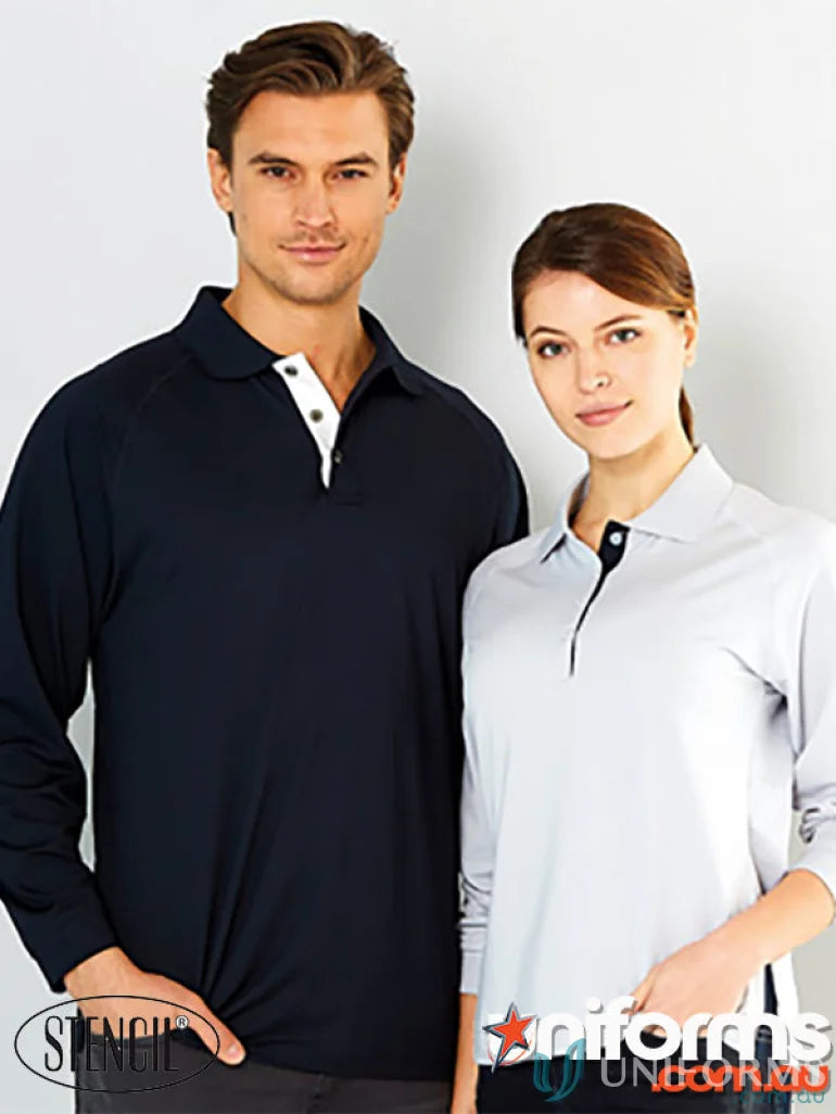 Matching Stencil Team LS Polo shirts perfect for uniforms and workwear setup