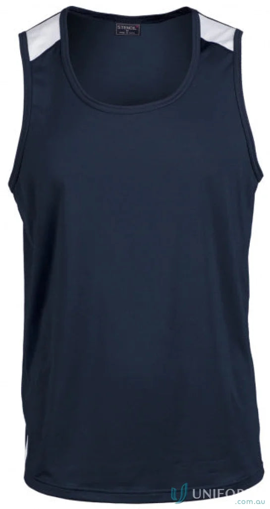 Navy blue athletic tank top from Stencil Team Singlet for team uniforms or workwear