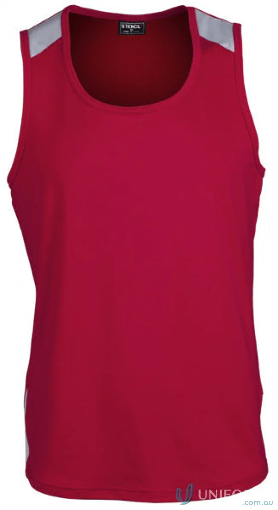 Red athletic tank top from Stencil Team Singlet for team uniforms and workwear style