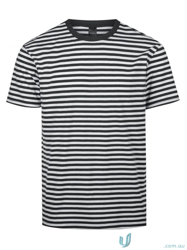 Stevie Stripe T-Shirt with black and white horizontal stripes, perfect for workwear or uniforms